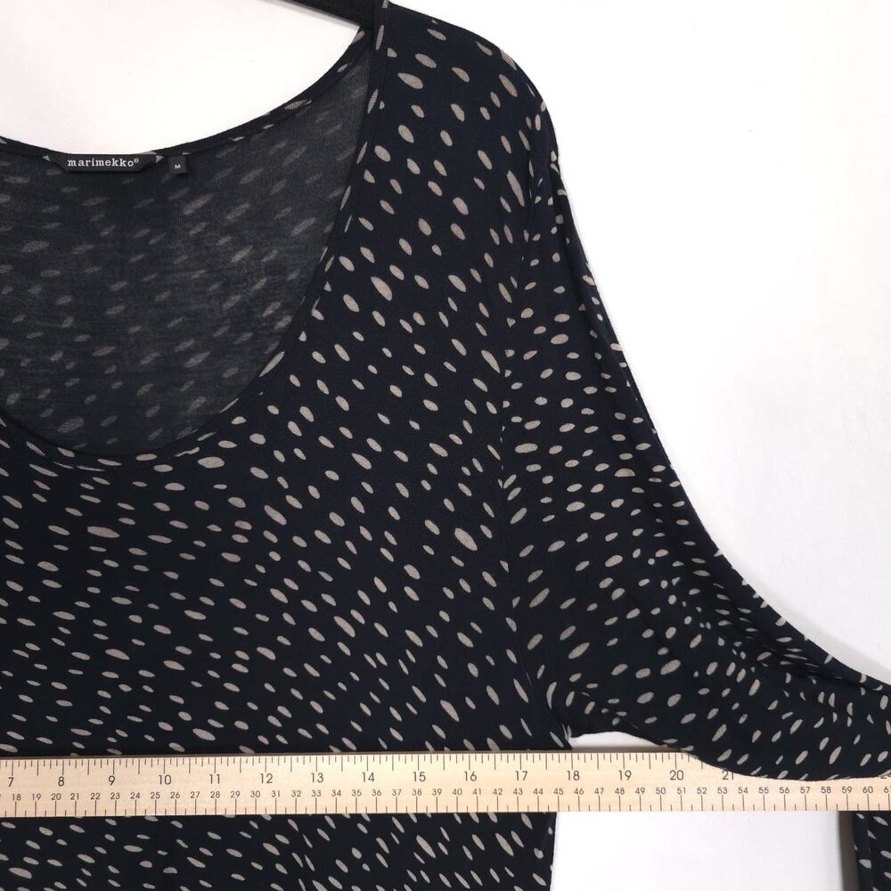 marimekko 113 MUSTA KOTTARAINEN Medium Dress Dots Asymm Pullover Black PORTUGAL - Picture 3 of 7